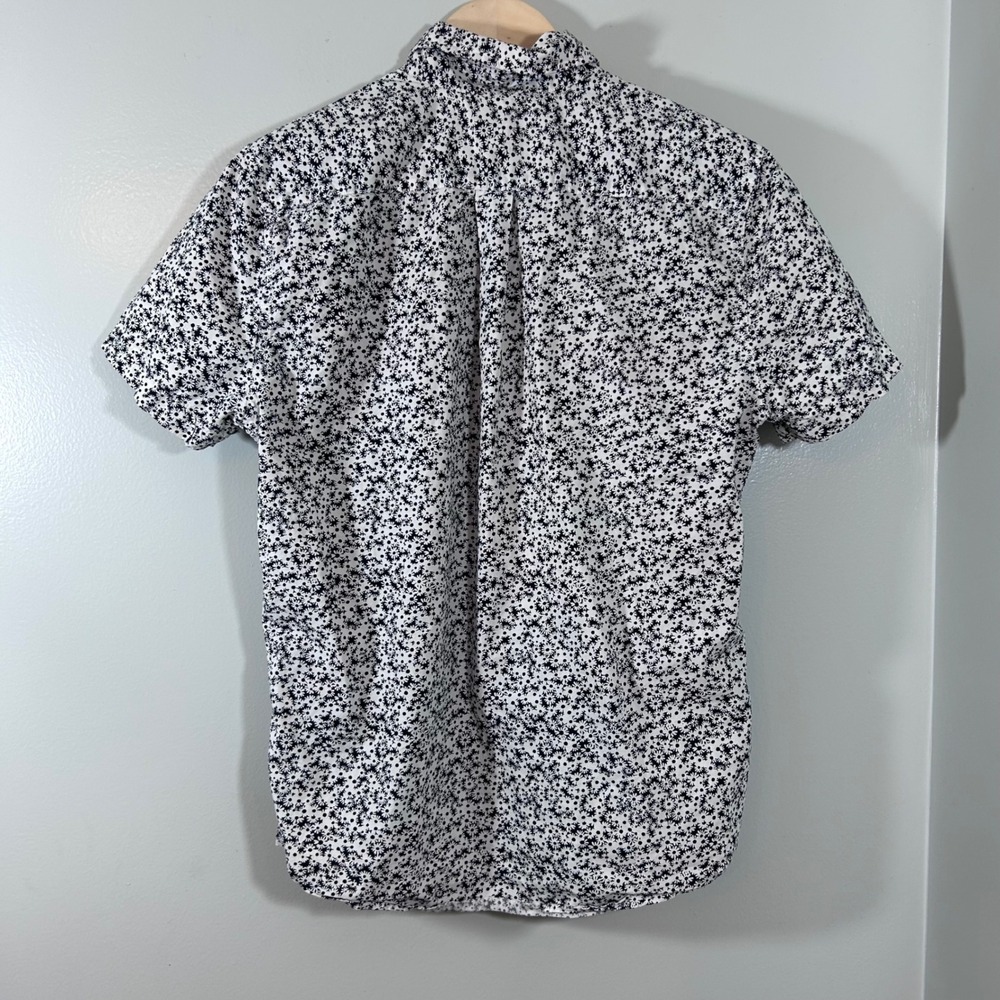 Levis Mens Short Sleeve Button Down Shirt Black White Floral Daisy Cotton Small - Picture 2 of 8